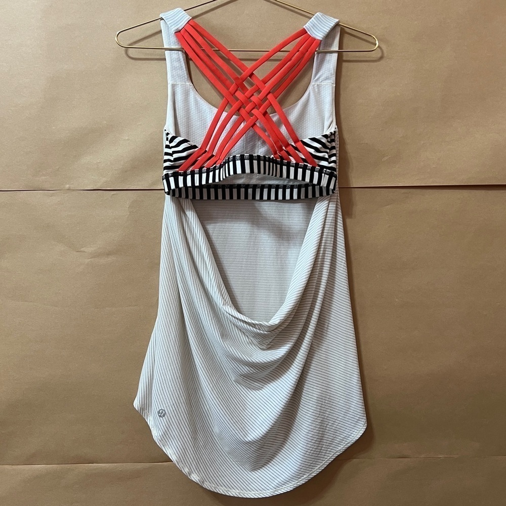lululemon athletica White and Red Strappy Tank Top
